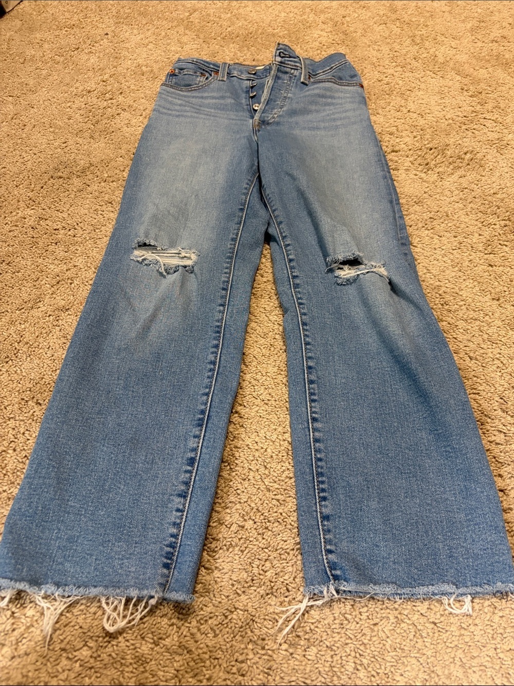 Levi’s Premium Ribcage Straight Ankle Women’s Jeans Sz 24 Distressed